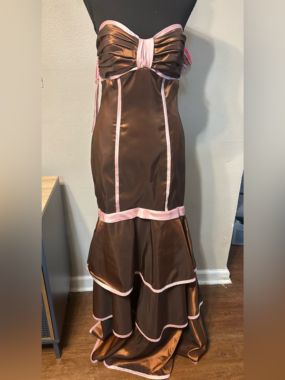 Flirt by Maggie Sottero Chocolate Pink Strapless Prom Gown Dress Size 10